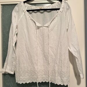 J. Crew White Eyelet Blouse